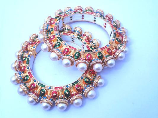 Gold Plated Jadau Kundan Polki Bangles