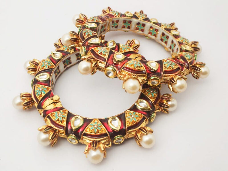 Gold Plated Jadau Kundan Polki Bangles
