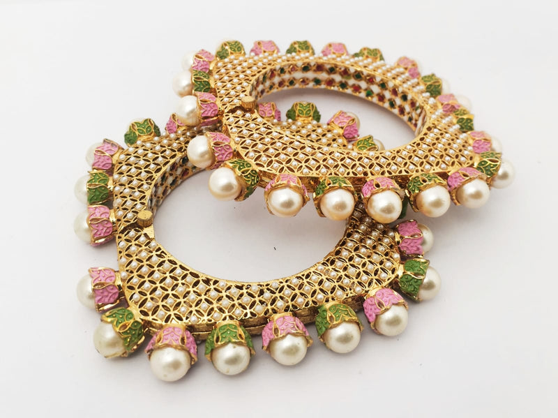Gold Plated Jadau Kundan Polki Bangles