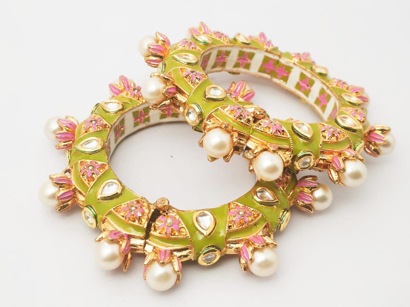 Gold Plated Jadau Kundan Polki Bangles