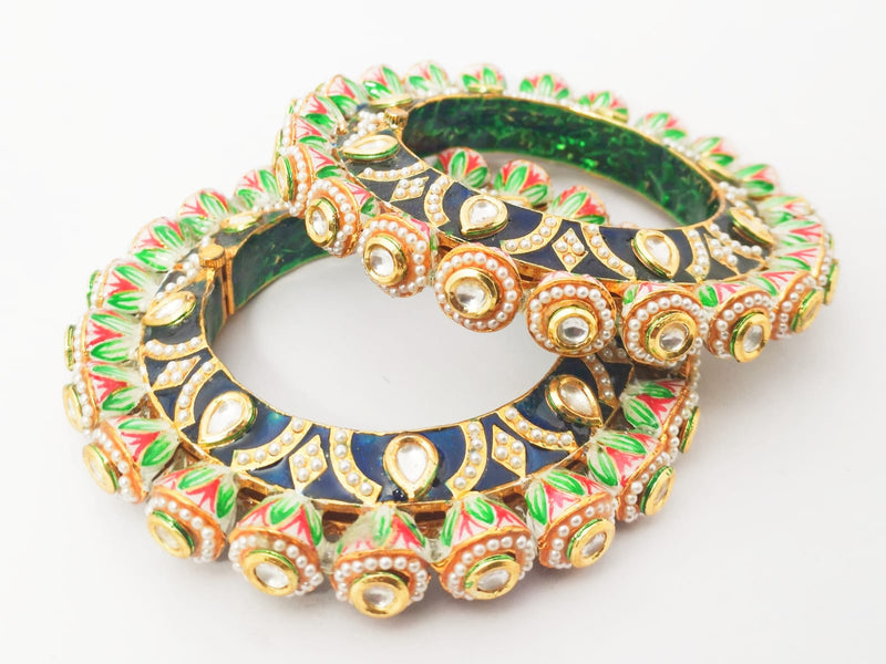 Brass Kundan Designer Meenakari Bangles