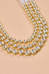 Transparent Three Layered Kundan And Pearl Mala