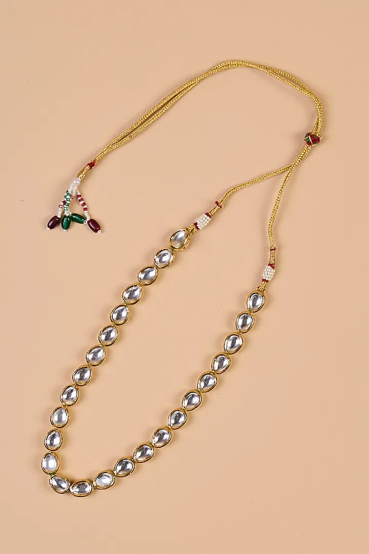 Transparent Single Layered Kundan And Pearl Mala
