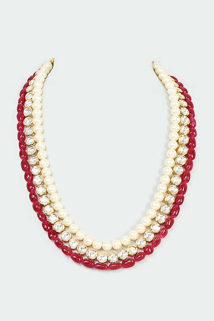 White & Red Onyx Stone Mala