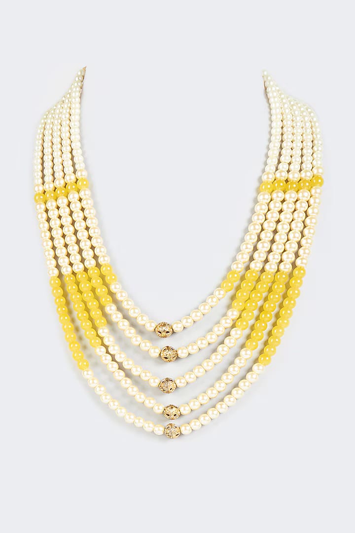 Yellow & White Moti Mala