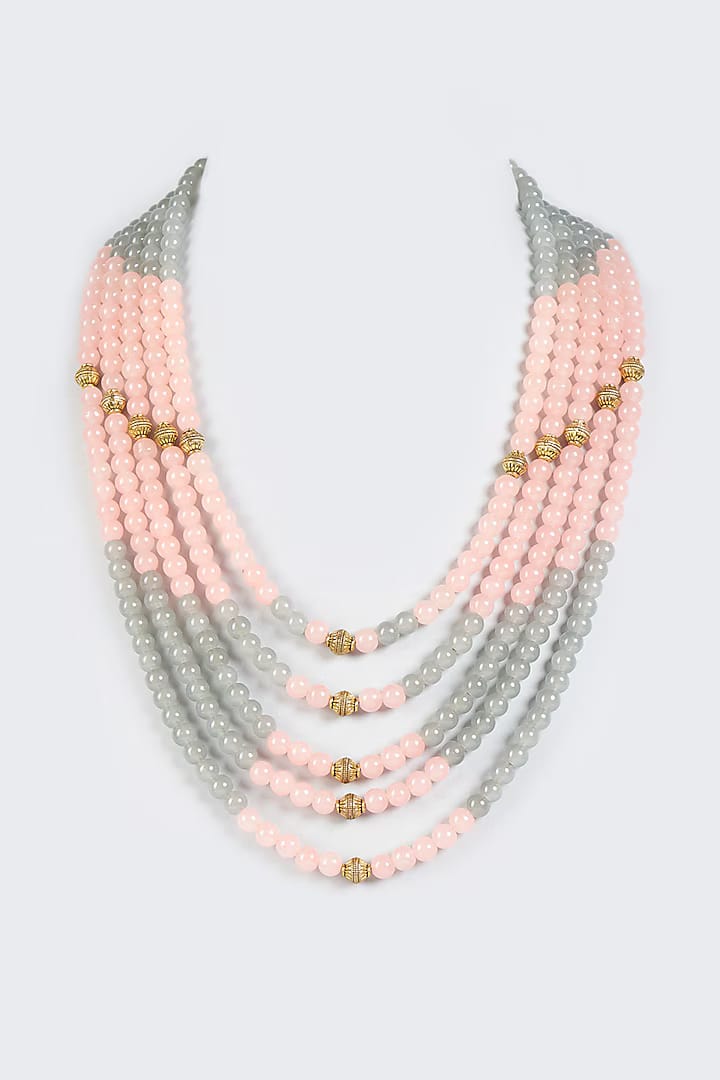 Grey & Baby Pink Moti Mala