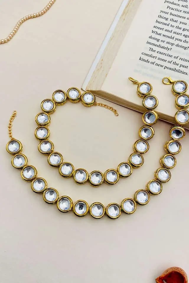 Delicate Gold & Peral Anklet Set Of 2