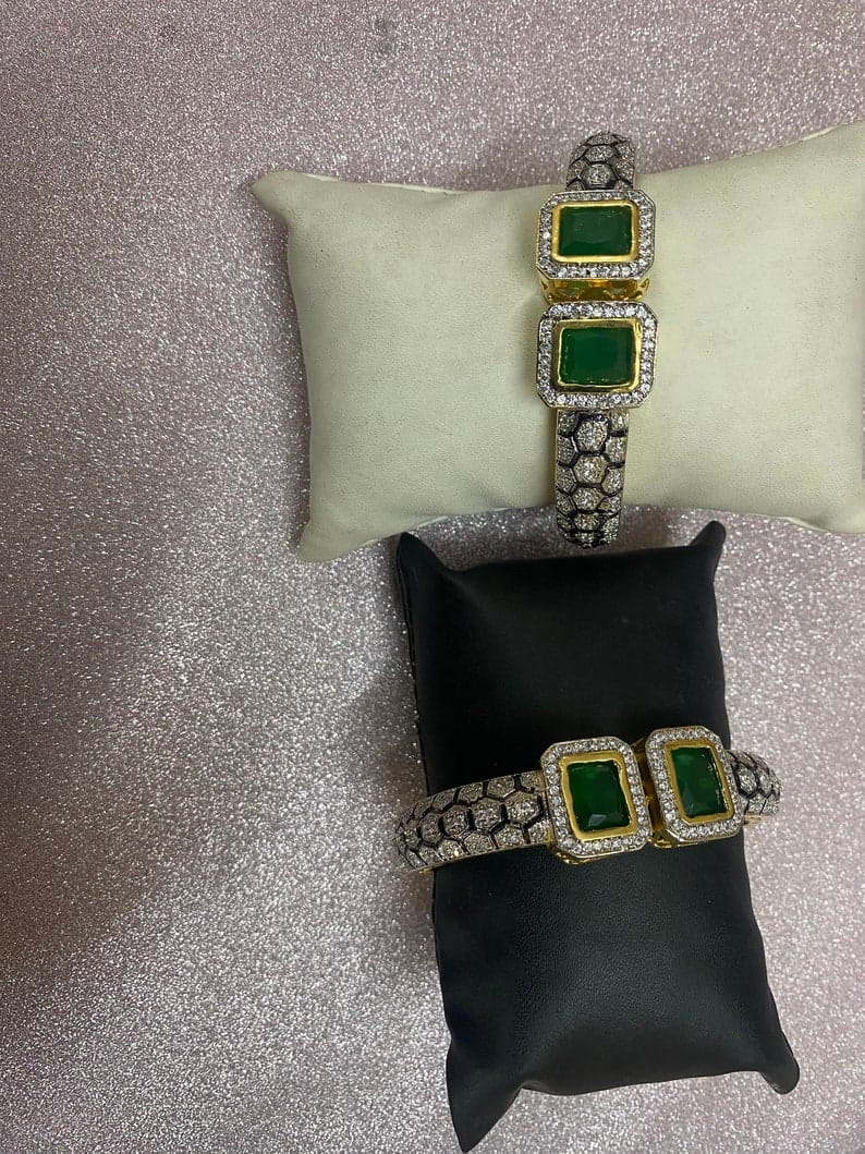 Pair of moissanite victorian dualtone bracelet