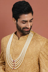 Gold Finish Pearl Layered Mala