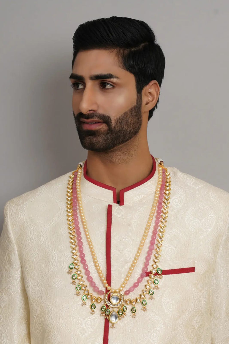 Multicolour kundan layered necklace