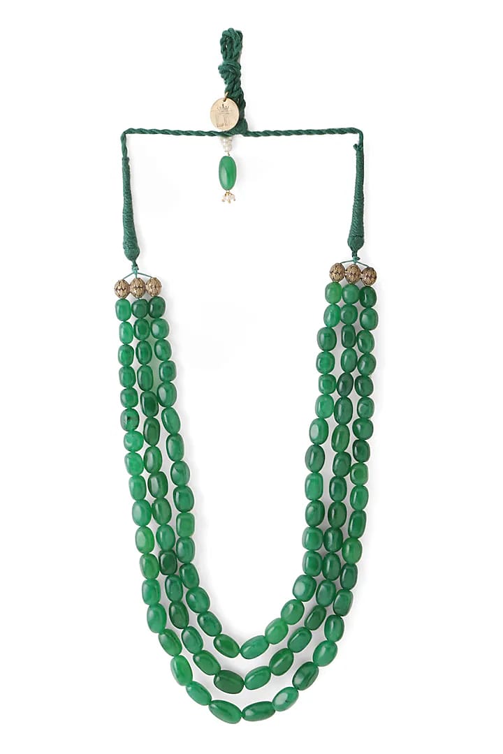 Green beaded necklace for men