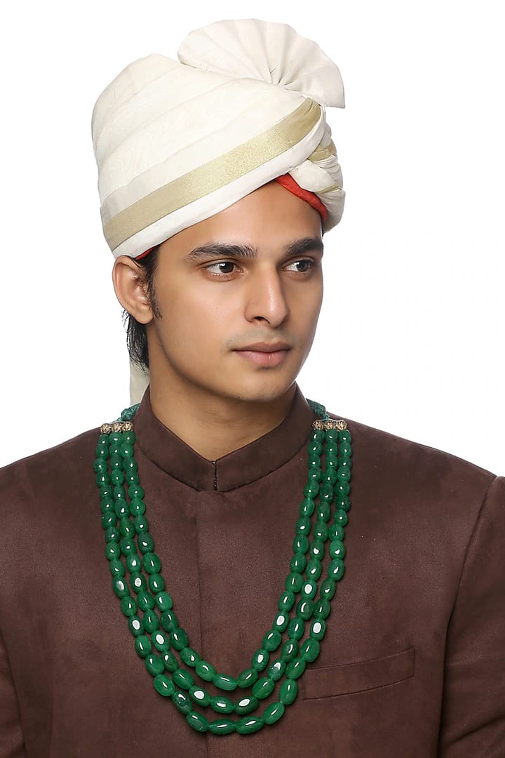 Green beaded necklace for men
