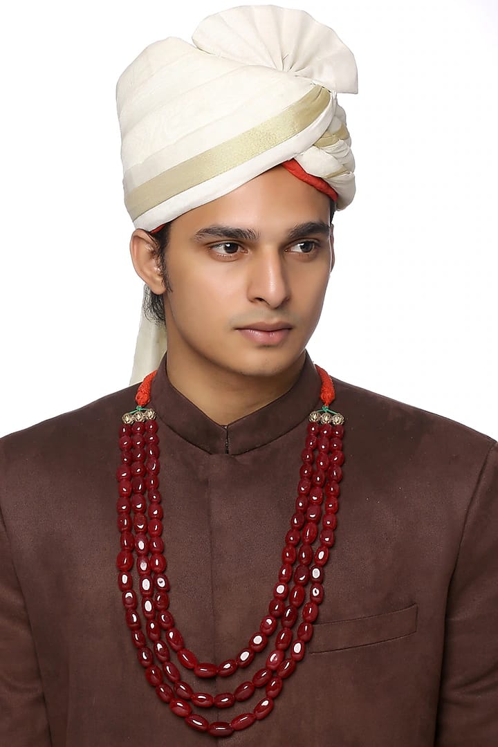 Red beaded necklace for men