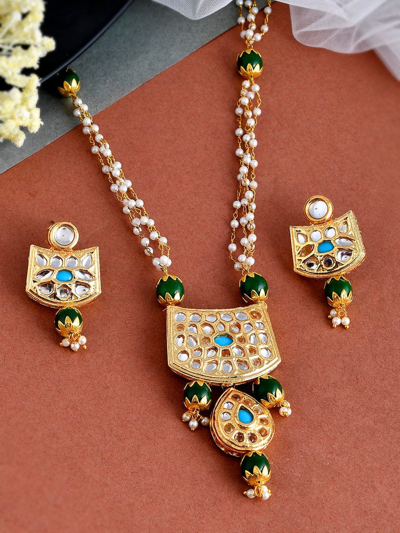 Gold plated kundan jewellery set