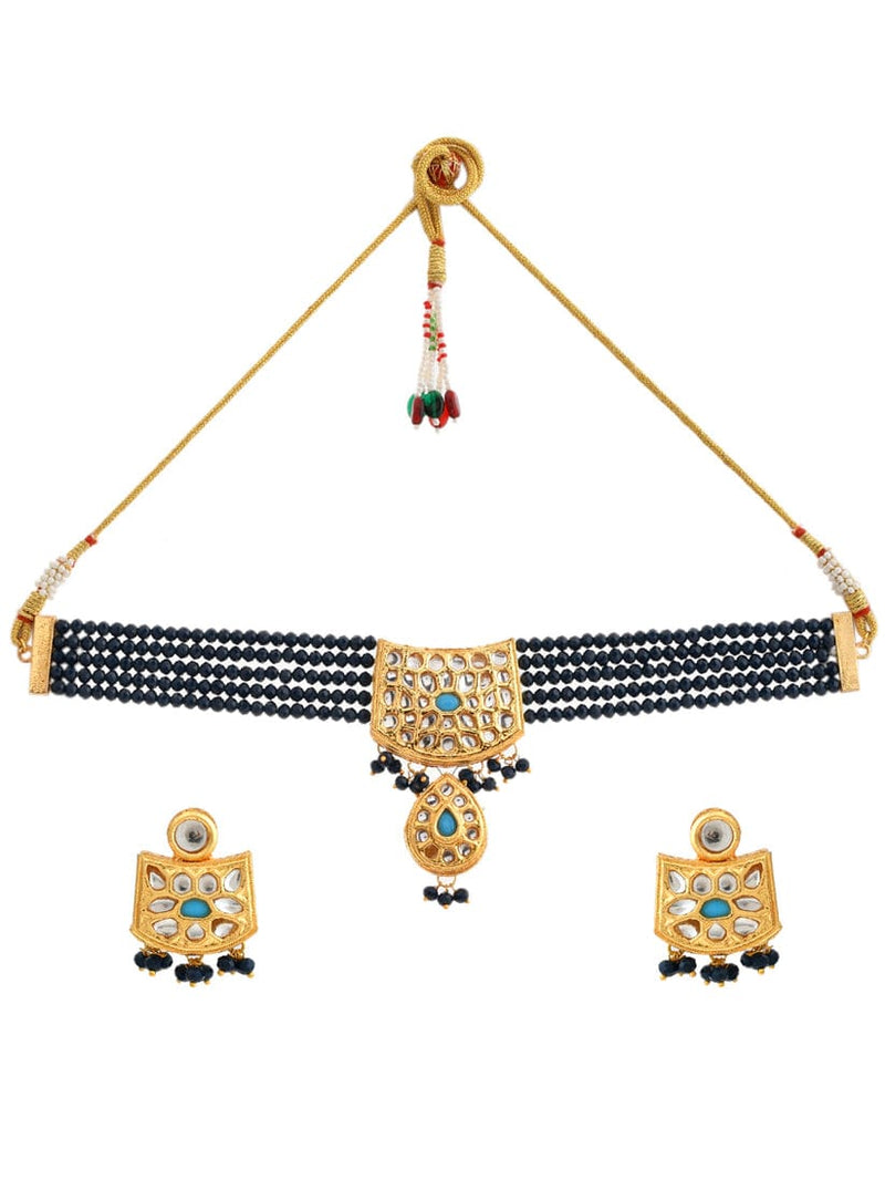 Gold plated kundan jewellery set