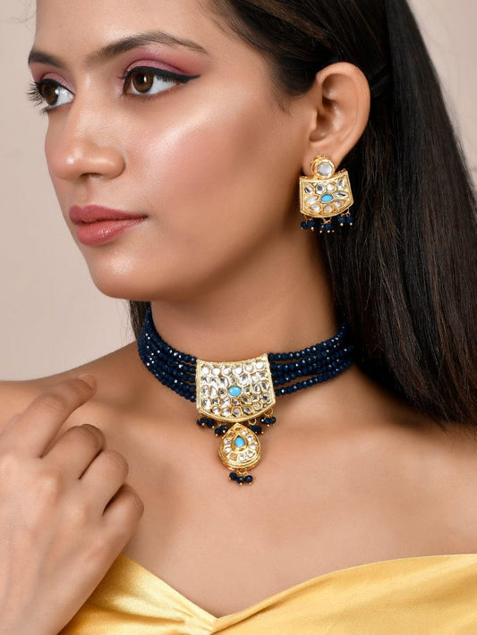 Gold plated kundan jewellery set