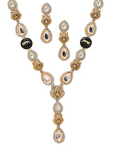 Gold Plated Kundan Polki Embellished Long Necklace With Earring