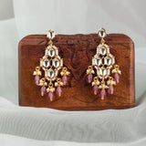 Gold Plated Pearl and Polki Choker Nacklace With Earrings