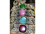 Gold Plated Stones Studded & Beaded Jewellery Set