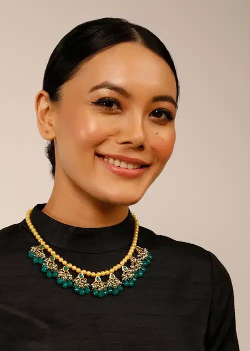 Gold Plated Ethnic Kundan Pearl Traditional Choker Necklace