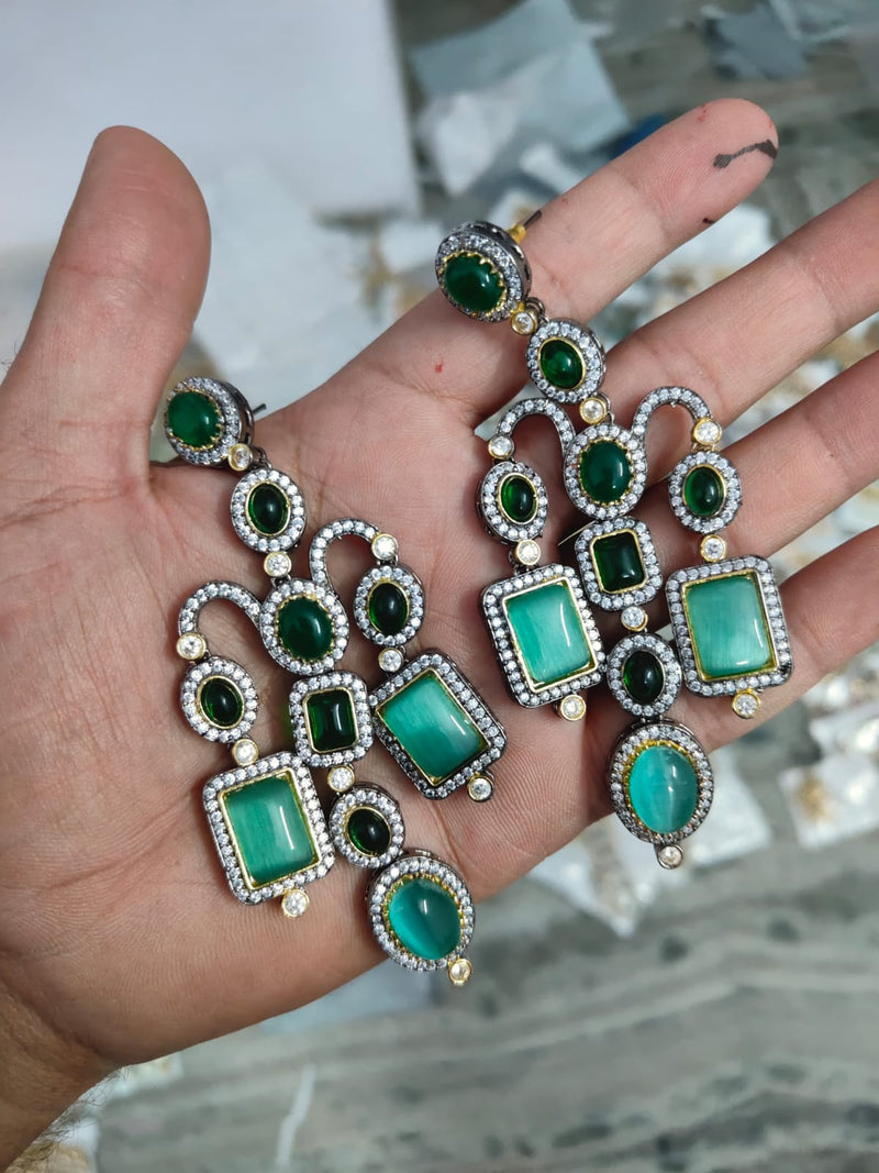 Sabyasachi Inspired Monalisa Stone And CZ Earrings