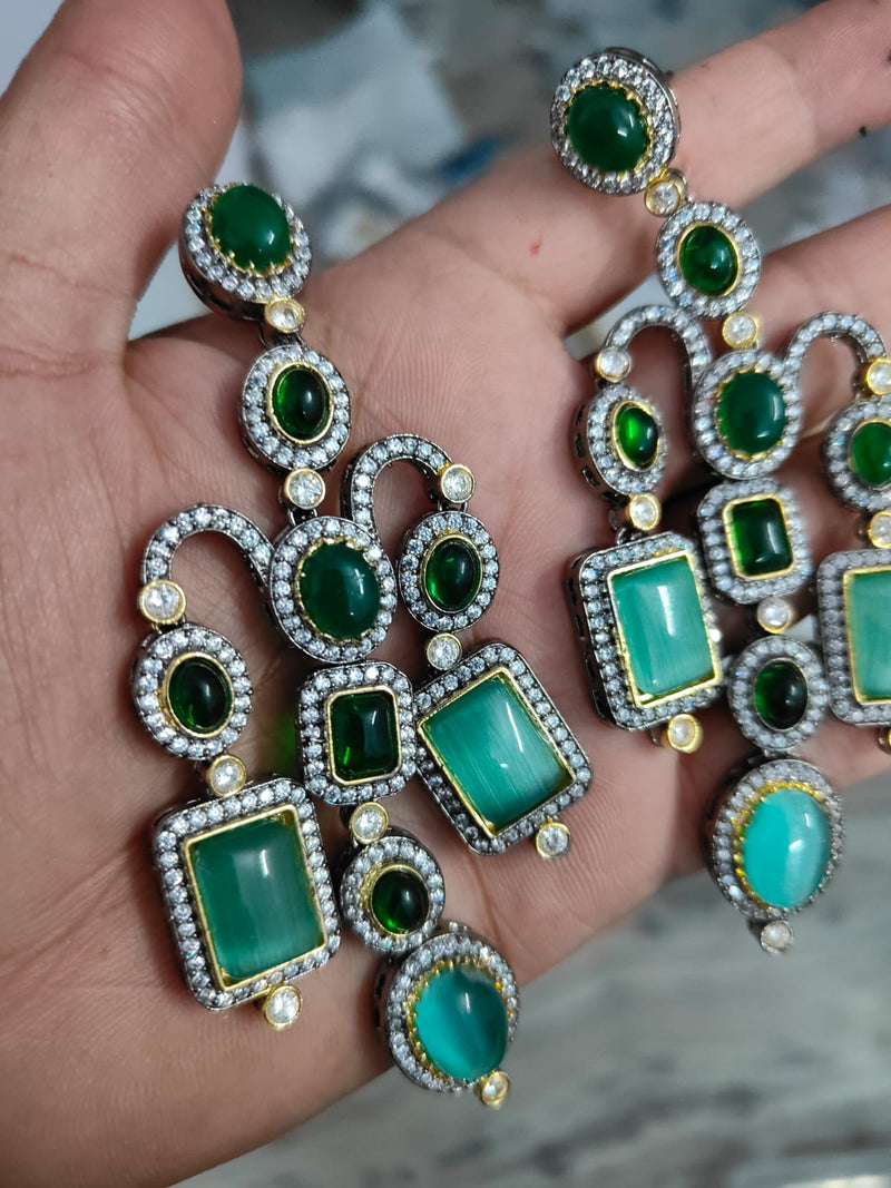 Sabyasachi Inspired Monalisa Stone And CZ Earrings
