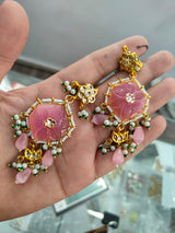 Kundan Earrings With Monalisa Carbon Stone