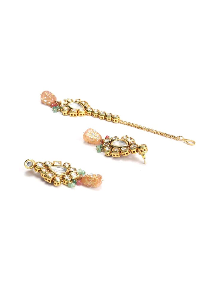Gold-Plated Kundan-Studded Necklace & Earrings