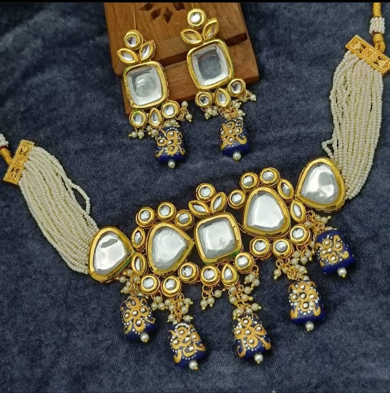 Gold Plated Pearl Necklace Set With Earrings