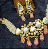 Gold Plated Pearl Necklace Set With Earrings
