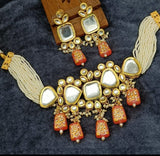 Gold Plated Pearl Necklace Set With Earrings