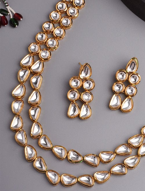 Gold Plated Kundan Embellished Choker Necklace Set