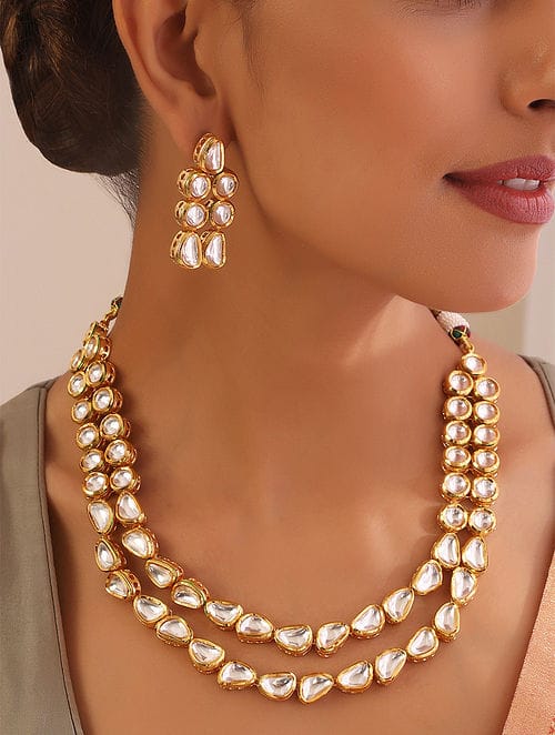 Gold Plated Kundan Embellished Choker Necklace Set