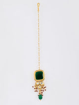 Gold Plated Kundan Necklace With Earring & Maangtika