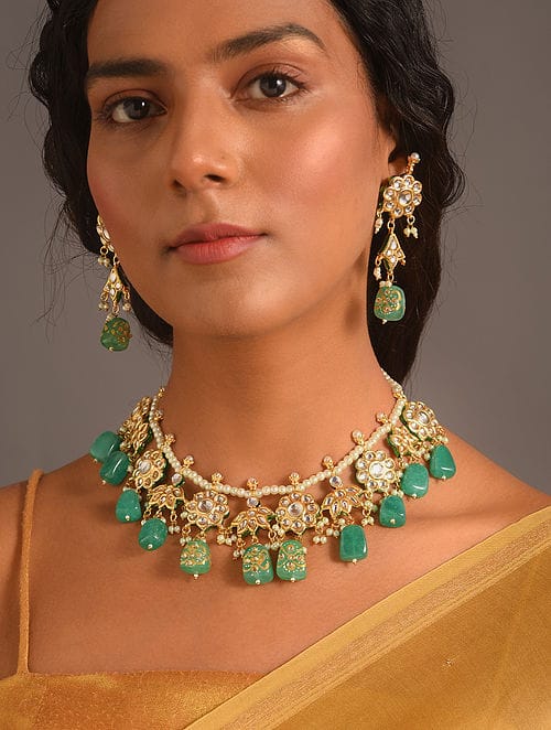 Gold Plated Kundan Necklace Set