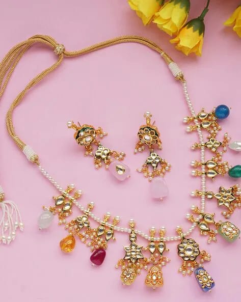Gold Plated Kundan Necklace Set