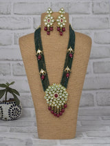 Gold Plated Long Necklace With Earrings