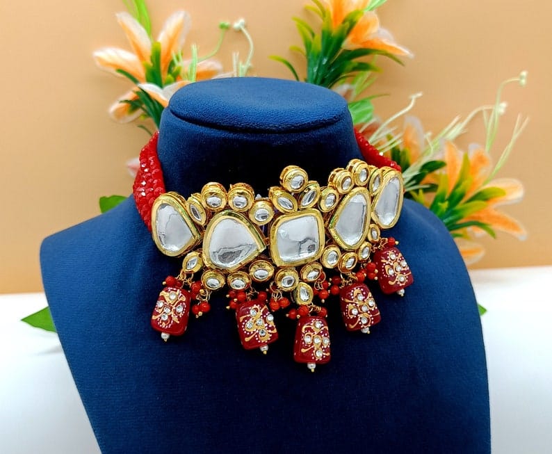 Bollywood Inspire Kundan Choker Necklace Set