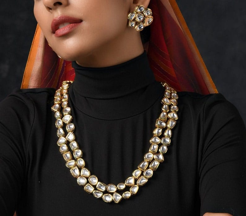 Gold Finish Kundan Mala