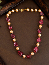 Gold Plated Pink Quartz Pearl Unisex Necklace