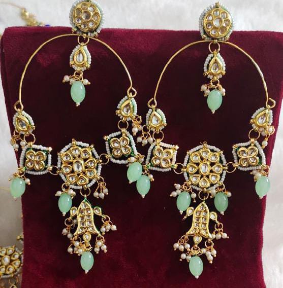 Pearls Beads Kundan Gold Plated Drop Earring