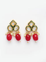 Gold Plated Red Beaded Necklace Set