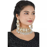 Gold Finish Kundan Polki Choker Necklace Set
