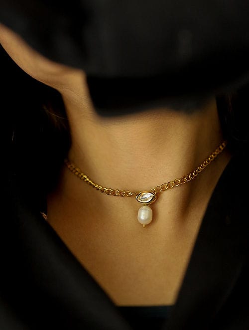 Gold Plated Kundan Pendant Chain