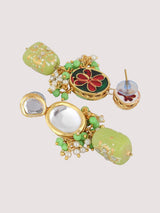 Gold Plated Kundan-Studded & Beaded Jewellery Set