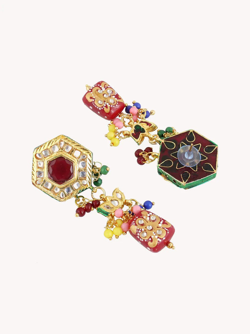 Gold Plated Multicolor Stone Kundan Necklace Set