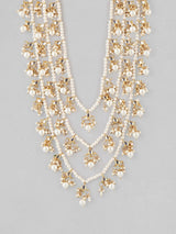 Gold Plated Pearl And Kundan Embellished Layered Necklace