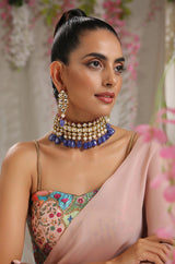 Gold Plated Exclusive Dark Blue Choker Set