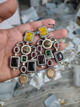 Sabyasachi Inspired Monalisa Stone And CZ Earrings