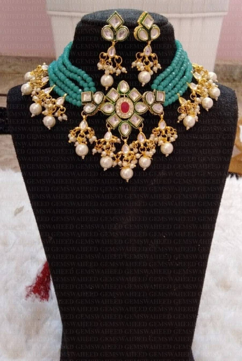 36Beautiful Indian Kundan Choker With White Moti / Indian Jewelry/ Indian Necklace/ Indian Choker/ Indian Wedding Necklace Set/ Kundan Choker
